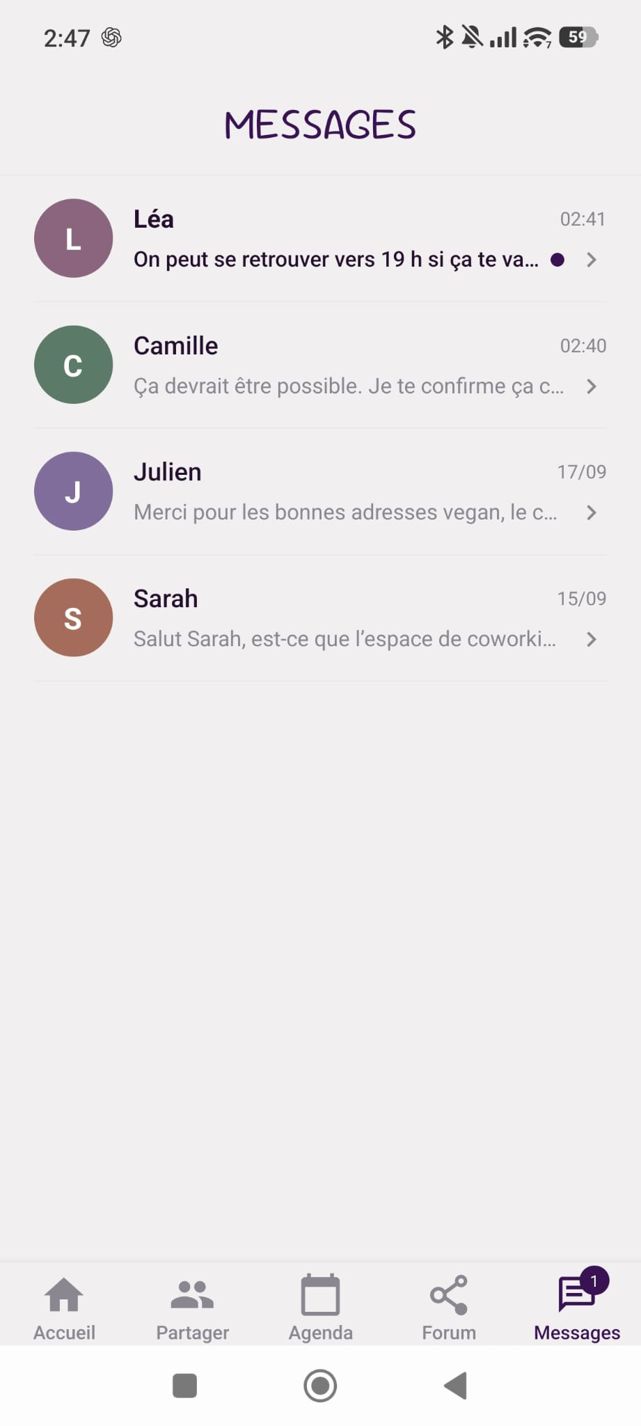 Messages Veganao